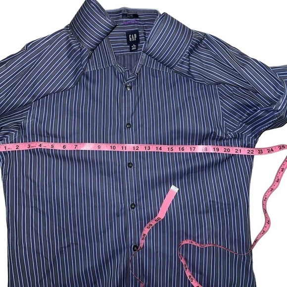Gap Oxford Fitted Premium Long Sleeve Shirt Blue Stripe - Picture 3 of 6